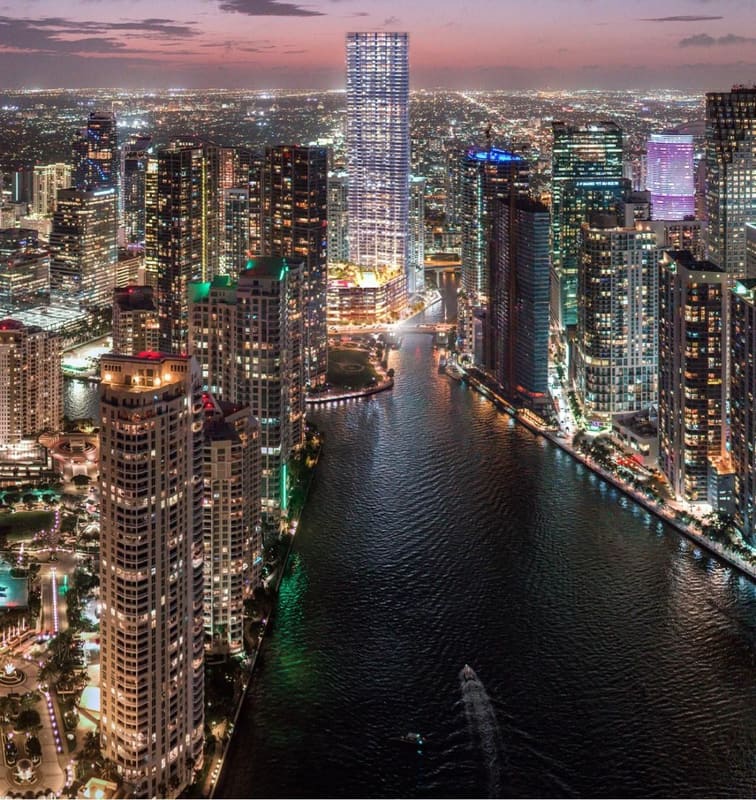Artist's rendering of Baccarat Residences on the Miami River in Brickell