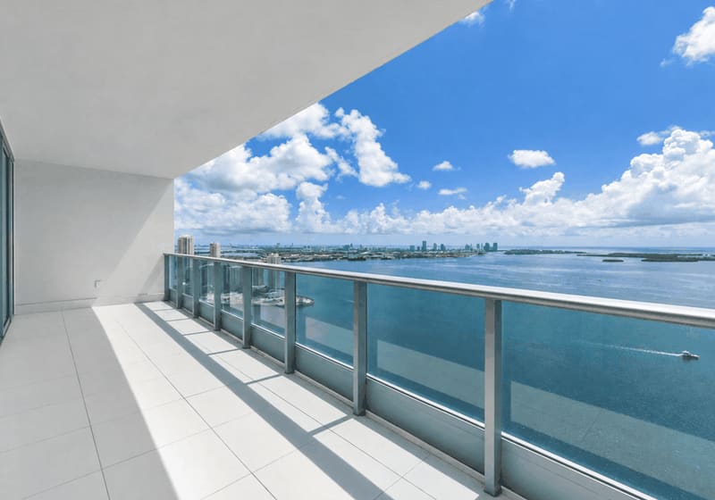 Balcony over Biscayne Bay from the 41st floor of Jade Brickell