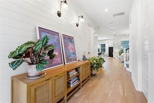 Entry hall with wood flooring