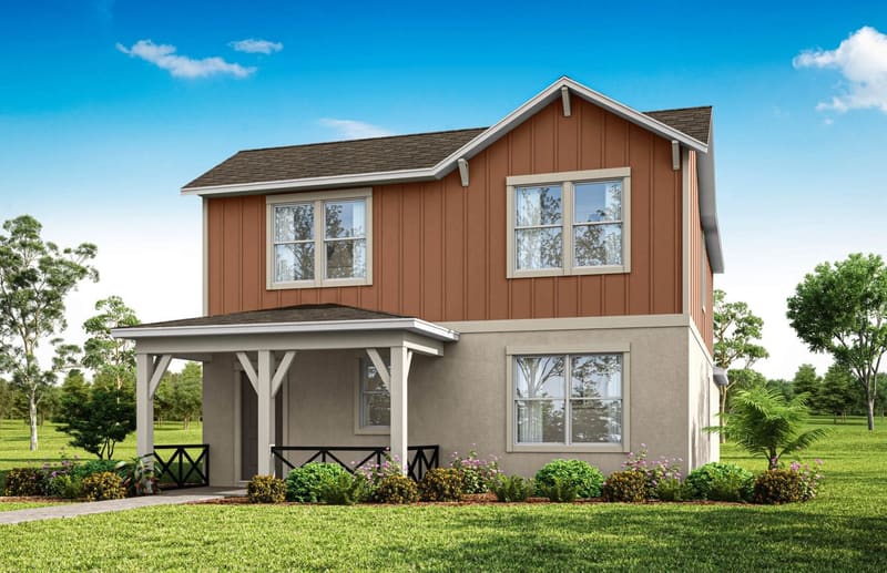 Illustrative rendering of a two-storey farmhouse bungalow