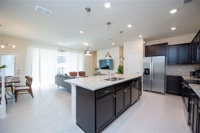 Open kitchen with island